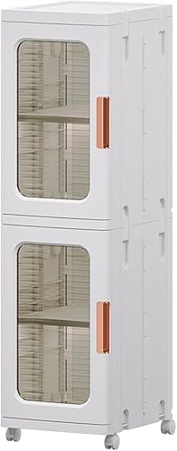 Armario estrecho con puertas y estantes, organizador de cocina alto y delgado con estante ajustable, armario de papel higiénico de lino de 2 capas