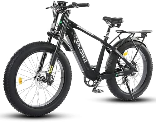 ECOTRIC Explorer Electric Bike Ebike Mountain Bicycle 26" 750W Motor 48V 13AH Lithium Battery Fat Tire 40MPH Full Suspension Throttle & Pedal Assist for Adults - 90% Pre-Assembled