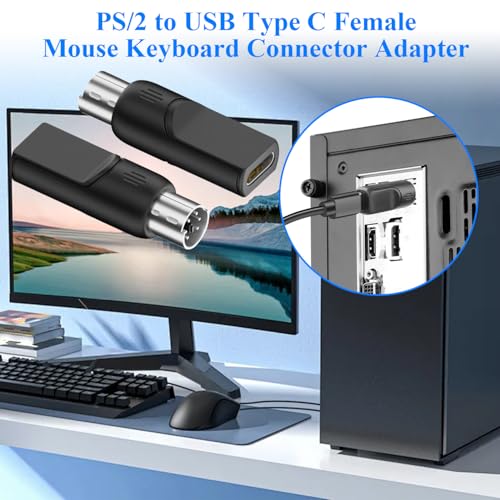 Adaptador QIANRENON PS/2 macho a USB C hembra, pack 2 miniatura 5