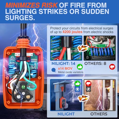 Image of Nilight 50 to 30 Amp RV Surge Protector 4200 Joules 14-50P to TT-30R