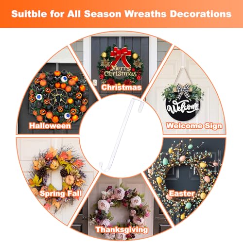 15 in Wreath-Hangers, 2 Pack Easter-Christmas-Halloween Decorations, Fall Door Welcome Sign, Inside-Outside Over The Door Hooks Organizer Home Decor