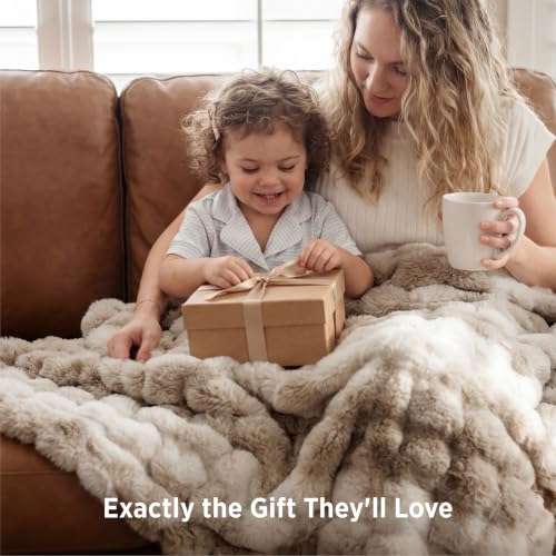 Image of Bedsure Fluffy Bubble Faux Fur Twin Blanket, 60 inchx80 inch, Tie-dye Taupe