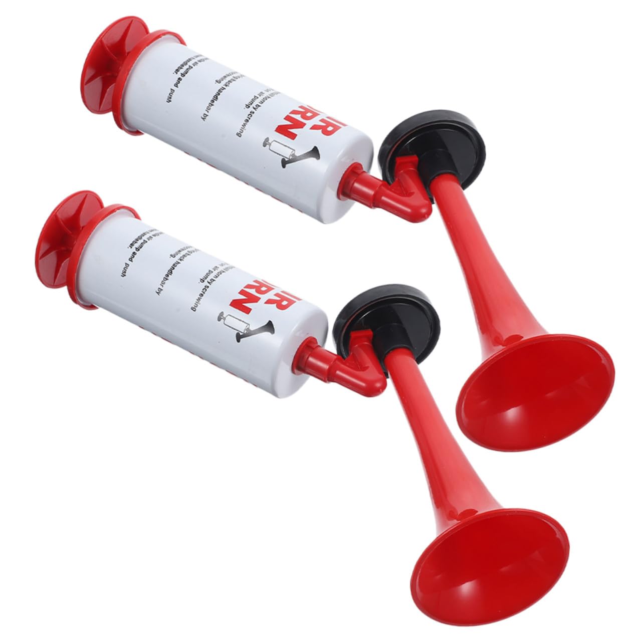 2 Stück Handgehaltenes Air Horn Rote Signalhörner mit Handpumpe Laute Fußballhörner für Sportveranstaltungen Partys und Festivals Robustes Material Einfach zu Bedienen zum