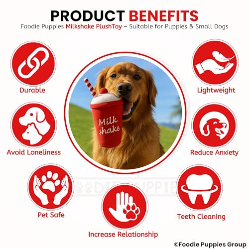 Image of Foodie Puppies Interactive Squeaky Plush Dog Toy - (Milk Shake) | Durable, Bite-Resistant Chew Toy | Soft, Safe & Fun for Playtime, Dental Exercise & Teething | Ideal for Small to Medium Dogs