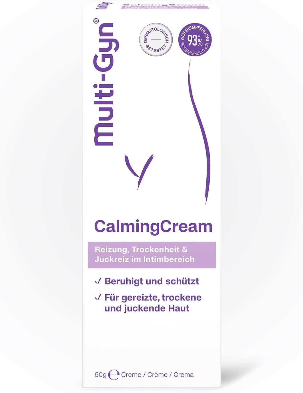 Multi-Gyn CalmingCream - Zum Schutz gereizter & trockener Haut im Intimbereich - Unterstützt Barrierefunktion der Haut - dermatologisch getestet - nach der Intimrasur - tägliche Anwendung - 50ml