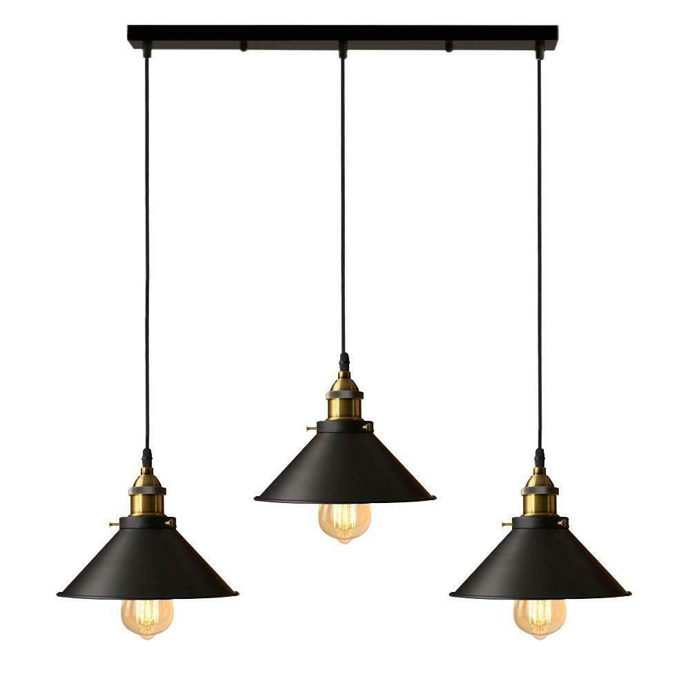 Vintage Industrial Light 3 Head Lamp Shade Loft Style Metal Ceiling Pendant Lampshade