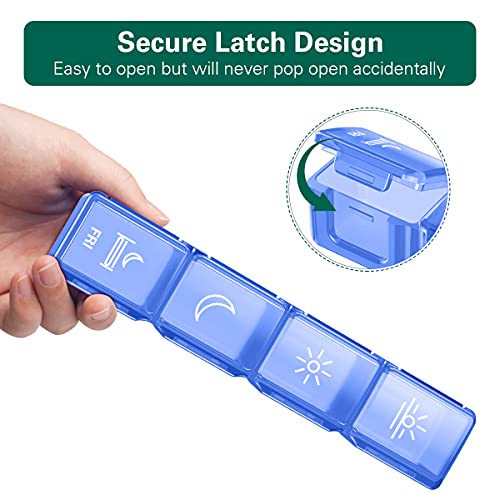 Image of XL Pill Organizer 4 Times a Day, BUG HULL Extra Large Weekly Pill Box Case, 7 Day Vitamin Container Daily Pill Holder for Cod-liver oil, Vitamins, Supplements (Royal Blue)