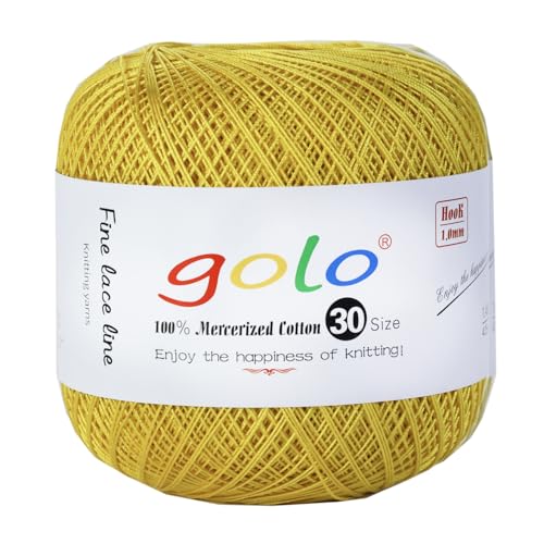 Image of golo Crochet Thread Size 30 Yarn for Hand Kniting Yarn for DIY Tatting Bright Yellow 273