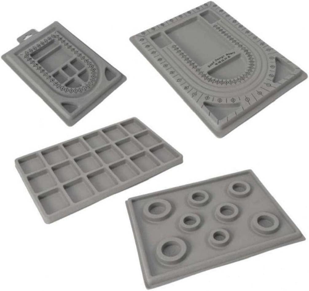 4 Pcs Bead Design Board Bracelet Design Board Flocked Bead Board Necklace Beading Jewelry Organizer Tray DIY Jewelry Making Tray