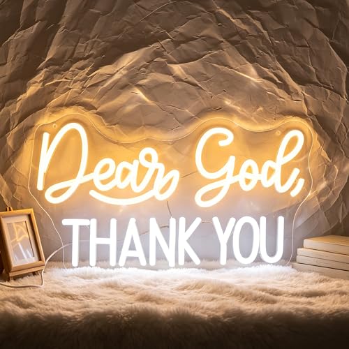 Image of Dear God Thank You Neon Sign for Wall Decor Light Up Sign Led Signs for Room Party Home Wall Decor USB Powered