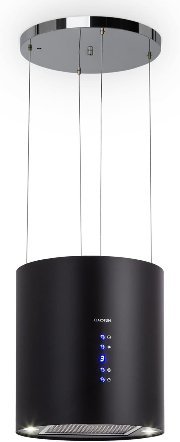 Klarstein Hanging Island Cooker Hood, Extractor Fan for Kitchen Islands, 558m³/h Airflow, Timer, Adjustable Kitchen Extractor Fan w/Chandelier Design, 3 Mode Cooker Hoods, Activated Carbon Filters