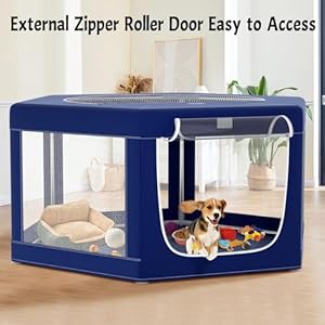 Hexagonal dog playpen 45inch soft puppy playpen with 600d oxford fabric stable structure with thickend stainless steel tubes 256 inch height pet playpen for small and medium dogs animals  urban country home decor