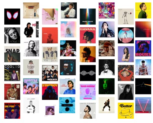 Image of Music Album Cover Wall Collage Kit 50 PCS A6 Posters for Wall | Travis Scott Lana Del Rey Music Posters | Home Decor | Wall Decor Items | Bedroom Decorative Items | Wall Stickers for Home | Room Decor