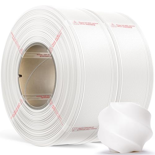 Image of PLA Basic, Pre-Dried Refill Filament 2-Pack Bundle (2kg /4.4lbs) for Reusable Spools, 1.75mm Spool-Less Bulk PLA 3D Printing Filament, Compatible with Bambu Lab 3D Printers - White x 2