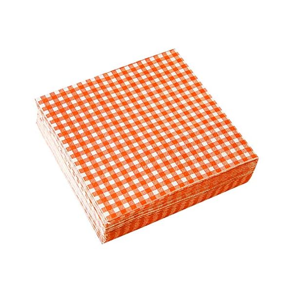   Gatherfun-Disposable-Paper-Napkins-3-ply-Orange-and-White-Gingham-Beverage-Napkins-for-Dinner-Picnic-Birthday-Party65X65-in-50-Pack