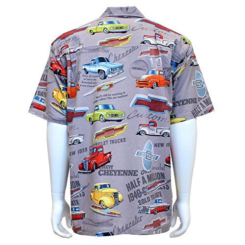 David Carey Chevy Chevrolet Trucks Camp Shirt – Retro Inspired Button Up Collared Short Sleeve Grey Club Shirt, L #TOP2