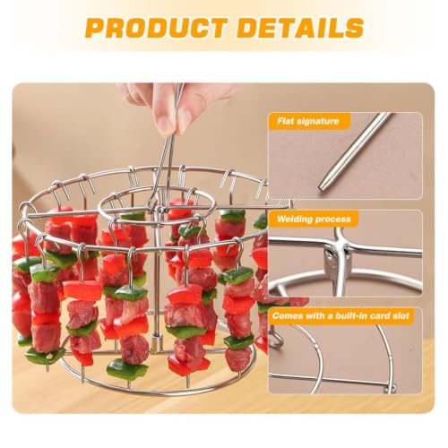Image of 304 Stainless Steel Air Fryer Grill Rack, 4.2 inch Round Wire BBQ Rack with 24 Skewers, Durable Cooking & Roasting Rack for Air Fryers, Ovens, Grills & Outdoor BBQ