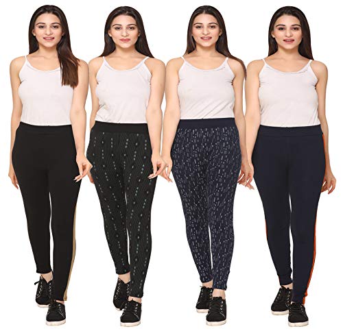 Image of SHAUN Women Free Size (Waist Size-26-34 inch) Stretchable Jegging (Length 37-39 inch Pack of 4)