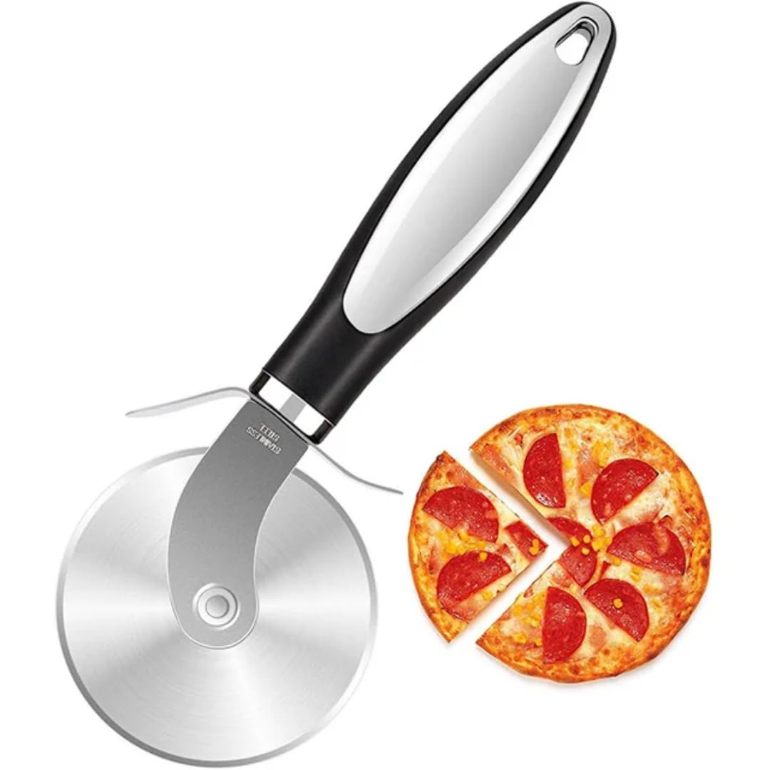 Premium Stainless Steel Pizza Cutter Wheel with Ergonomic Handle – Sharp Blade for Effortless Slicing of Pizza, Dough, Pie, and More – Dishwasher Safe