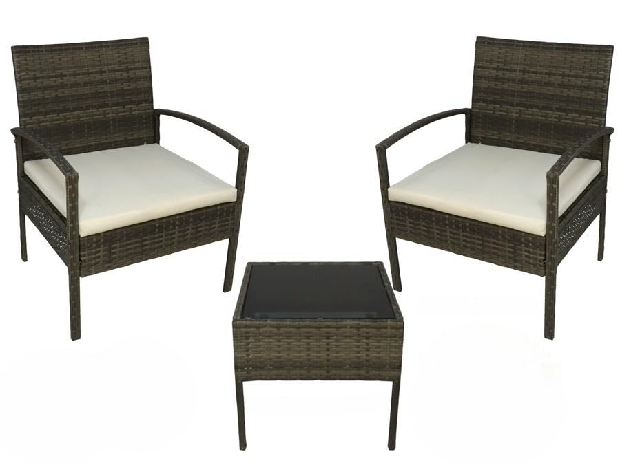 Gerimport Ensemble de jardin 2 fauteuils et table en rotin modèle Bahamas