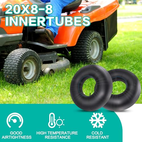 2Pack 20x8.00-8, 20x10.00-8 Lawn Mowers Tubes with TR13 Straight Valve Stem,Heavy Duty Replacement Inner Tubes for Garden Trailer Tractor Golf Cart