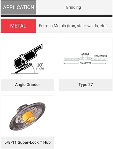 Miniatura 6 de United Abrasives-SAIT 20086 A24R - Rueda abrasiva de uso generallarga vida útil (tipo 27centro depresión) 7 x 14 x 58-11 pulgadas, paquete de 10