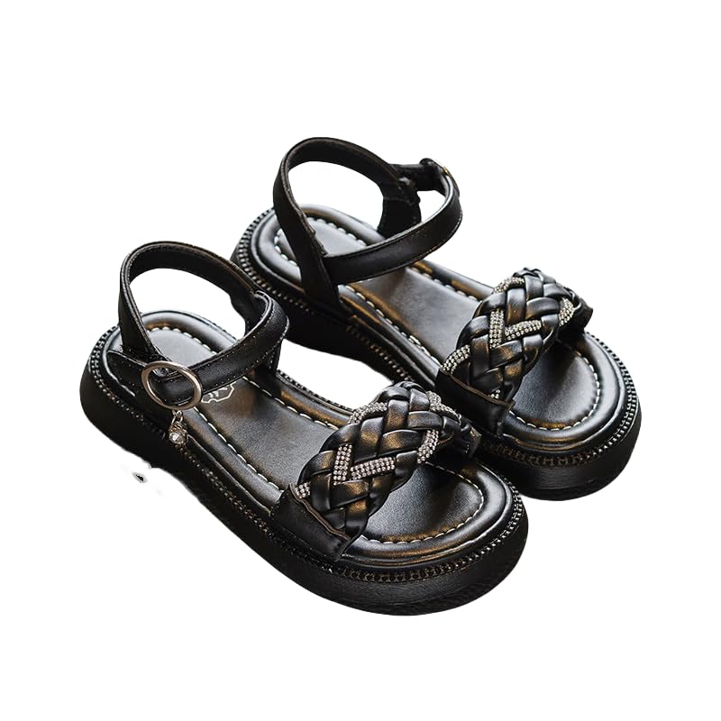 Toddler/Little Kid Girls Strappy Open Toe Sandals Princess Flats Summer Flower Girl Dress Shoes