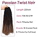 Dorsanee Ombre Passion Twist Hair 22 Inch 7 Packs Water Wave Crochet Hair Long Bohemian Curly Braiding Hair for Butterfly Locs, Faux Locs, Boho Style Spring Twist Crochet Braids (1B/30/27#)