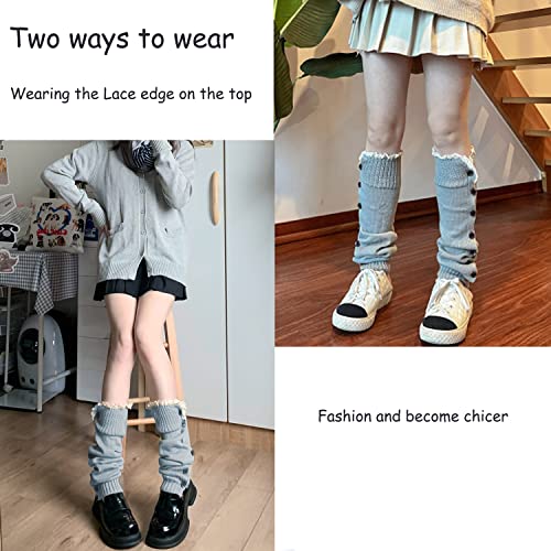 Image of Leg Warmers Harajuku with Lace Button Knit Harajuku Japanese Style Kawaii Lolita Gothic Flared and Loose Fit