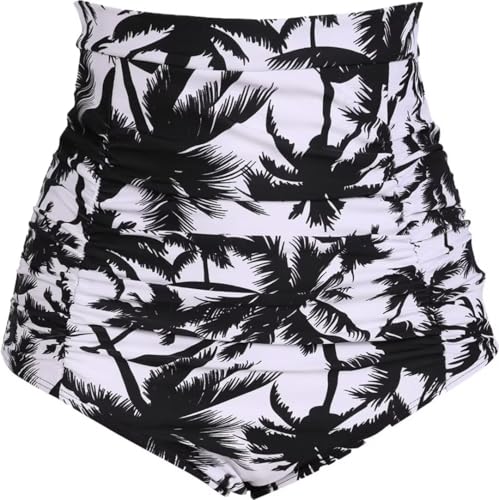 Image of COCOPEAR Women's Ruched High Waisted Bikini Bottom Retro Vintage Swim Short Tankinis