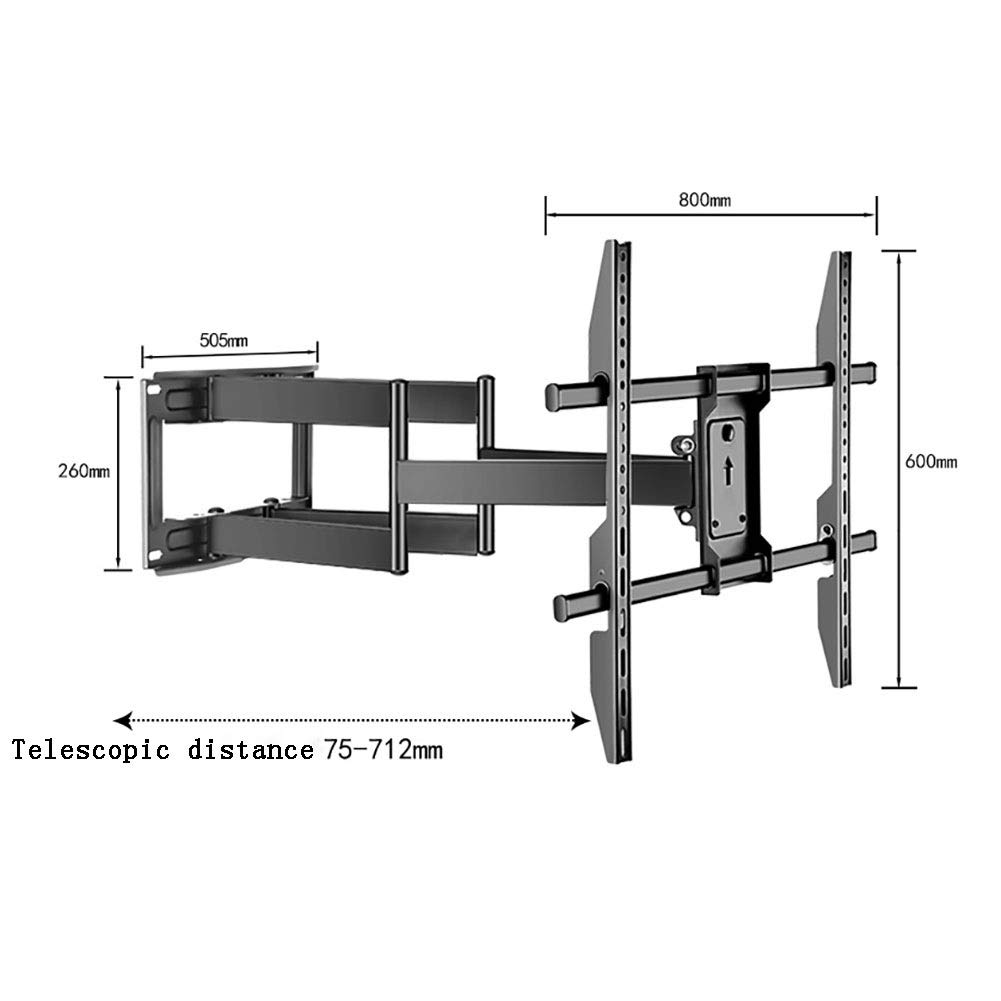 Supporto TV Portatile da Parete, Girevole e inclinabile, per TV o Monitor LED LCD da 50-100 Pollici, Piatti e curvi, Fino a 120 kg, VESA Max. 600 x 800/200 x 200 mm.