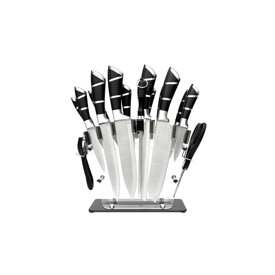 16-Pieces-Knife-Sets-for-Kitchen-with-Block-Japanese-Stainless-Steel-Kitchen-Knife-Set-Sharp-Knife-Block-Set-with-Non-slip-Ergonomic-HandleChef-Knife-Set-Black326 COOSNUG 16 Pieces Knife Sets for Kitchen with Block Japanese Stainless Steel Kitchen Knife Set, Sharp Knife Block Set with Non-slip Ergonomic Handle,Chef Knife Set (Black326)