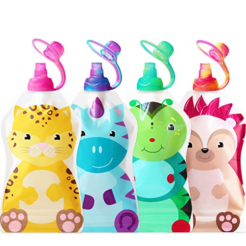 ChooMee SoftSip Baby Pouch Tops + SnakPack Reusable Food Pouches | Prevent Spills and Protect Child Mouth, Fill with Baby food, applesauce and other purees | 4 pk 5 oz + 4 SoftSip Swirl Colors