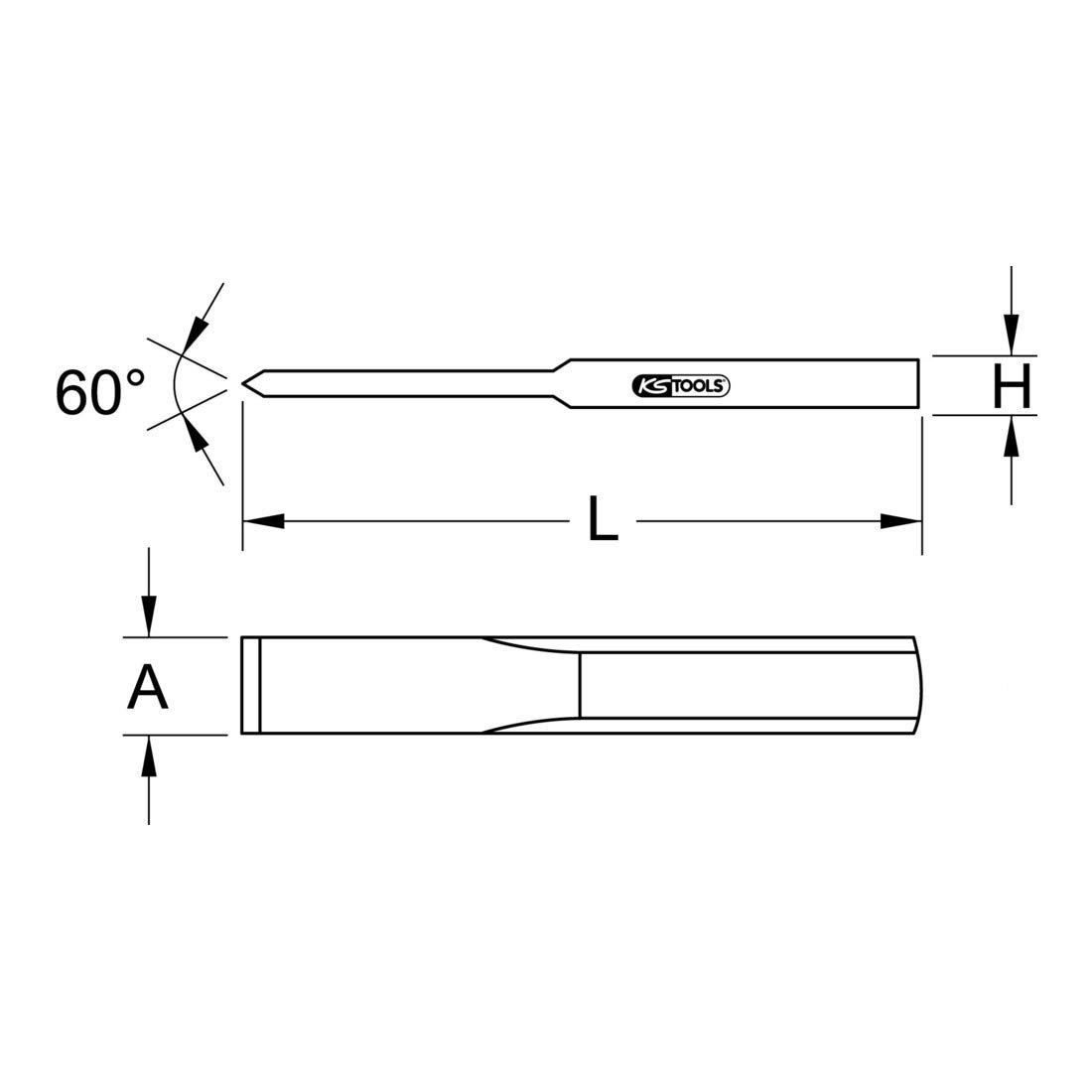 KS Tools 963.2430 Cincel de carrocero BRONZEplus, 200 mm