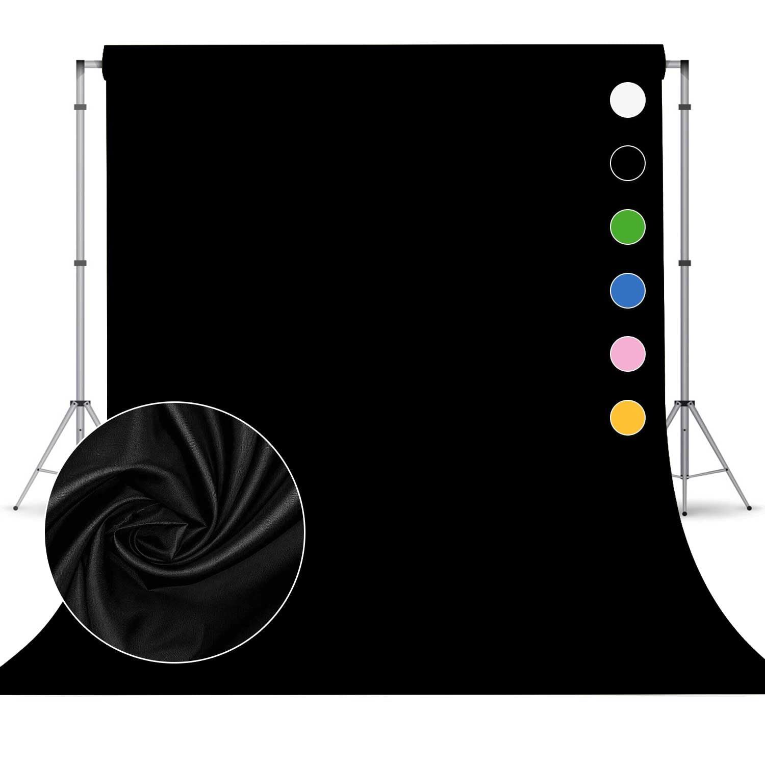 Black Photo Backdrop for Photoshoot, Black Photography Backdrop for Portraits, Fabric Background for Product Photography and Video Creation 8FTx10FT