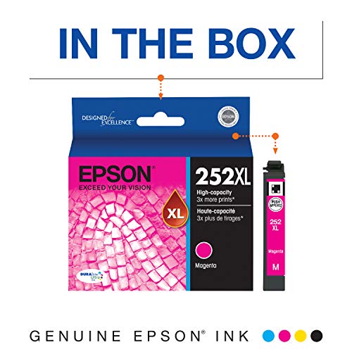 Image of Epson 252 DURABrite Ultra Ink High Capacity Magenta Cartridge (T252XL320-S) Works with Workforce WF-3620, WF-3640, WF-7110, WF-7610, WF-7620, WF-7710, WF-7720, WF-7210 (Pack of 2)