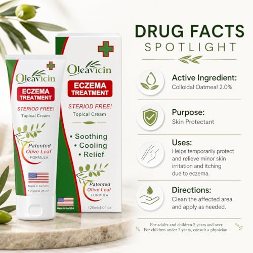 Image of Oleavicin Eczema Treatment Cream (2 Pack) - Anti Itch & Psoriasis Relief for Dry, Itchy, Irritated Skin - Steroid-Free with Organic Olive Leaf Extract - Soothing for Sensitive Skin, Kids & Adults