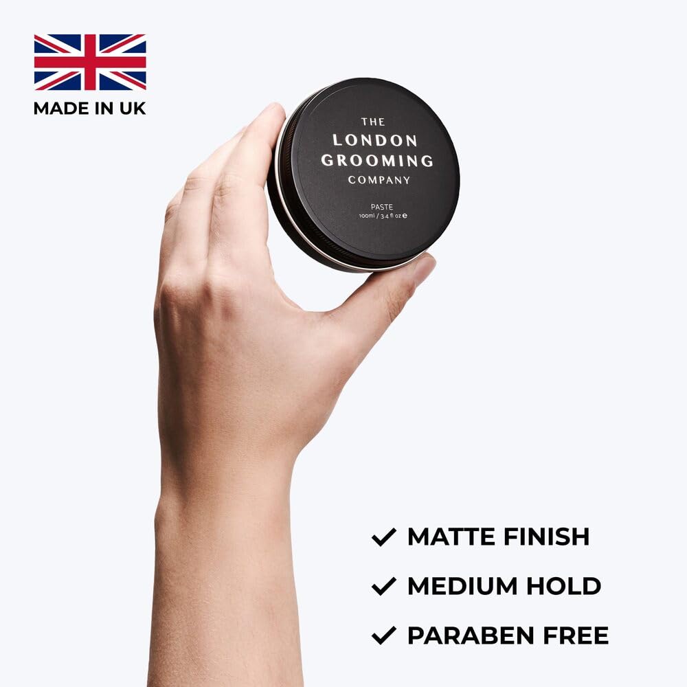 The London Grooming Company Herren-Haarpaste | Flexibler ganztägiger Halt | Natürliches Finish, 1,7 Fl Oz (50 ml)