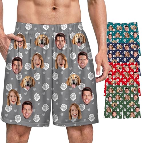 Custom Pajama Pants Personalized with Photo Face for Men,Customized Men Dad Sleepwear Bottoms Shorts Pj Trousers
