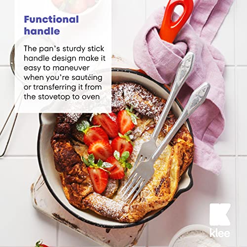 Klee Enameled Cast Iron Skillet, Set Of 3 (7-Inch, 8.5-Inch, 10-Inch) - Multipurpose Cooking Pan With Porcelain Enamel Coating And Pour Spout - Safe In Any Stovetop And Oven Up To 500°F #TOP4