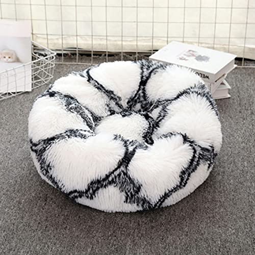 屋内猫用のベッド用15.75インター直径ソフトラウンドドッグベッドぬいぐるみペットクッションボトムマルチカラーぬいぐるみ丸いベッド