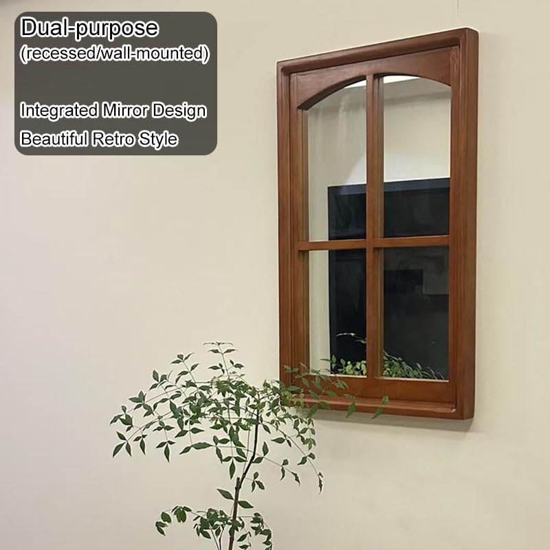 Rustykalny dom wiejski okno dekoracja ścienna ręcznie wykonane drewno ed sztuczne lustro vintage wisząca dekoracja na ganek i hol wejściowy 60 x 90 cm akcent do domu