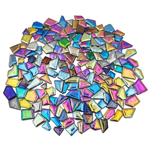 200g Ceramic Mosaic Tiles for Crafts,Irregular Stained Ceramic 0.2"x0.8" Porcelain Mosaic Tiles for Home Decoration (Rainbow)