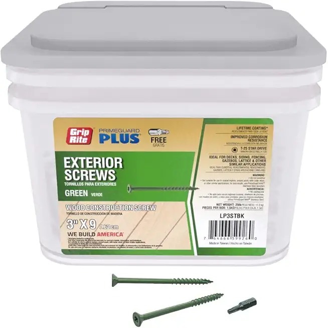 Grip-Rite PrimeGuard Plus No. 9 Wire X 3 in. L Green Star Flat Head Deck Screws 25 lb 1 pk
