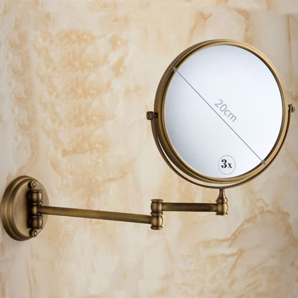 Accesorios de baño, Toallero, Portapapeles, Gancho para Bata, Latón Antiguo, Montado en la Pared, Latón Macizo, Juego de Accesorios para baño de Ducha, Espejo de Aumento 1X 3X