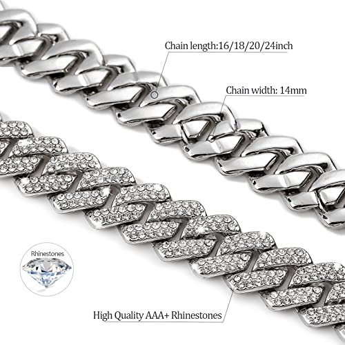UILZ Mens Cuban Link Chain 18k Gold Silver Miami Cuban Necklace Cuban Chain 18/20/24inch Bling Diamond Iced Out Hip Hop Jewelry for Women2