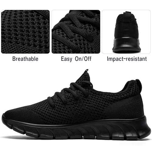 Damyuan Running Shoes for Womens Slip on Tennis Shoes Fashion Sneakers Gym Walking Lightweight Comfortable Sports Workout Athletic Mesh Shoe,Black,Size 8.53