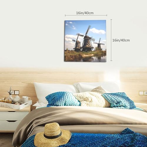 Toile murale moulin à vent déco moderne tableau carré pour maison - 2