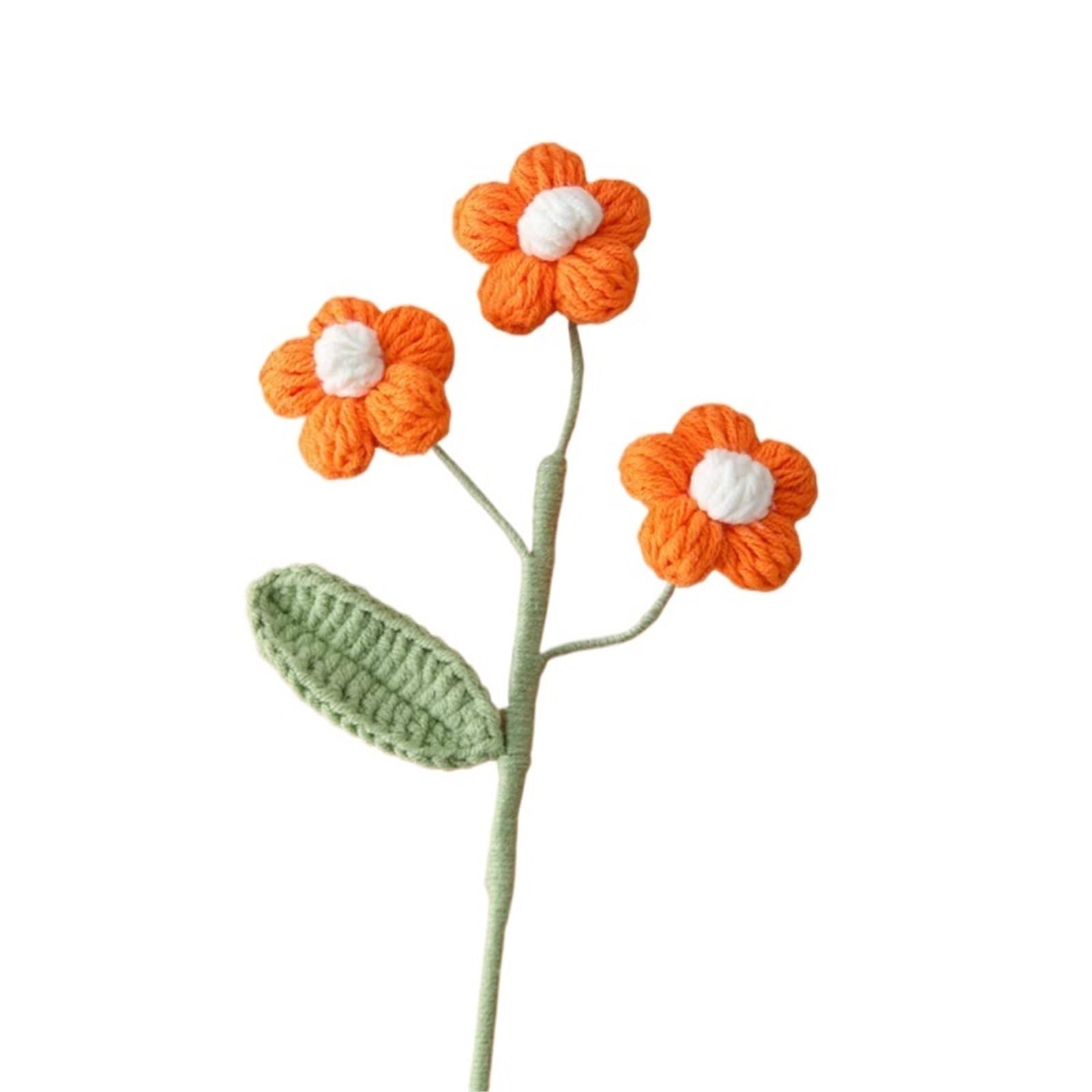 ENWWCH 5pcs Crochet Flower Creative Hand Woven Bouquet Knit Wedding For Home(Color8)