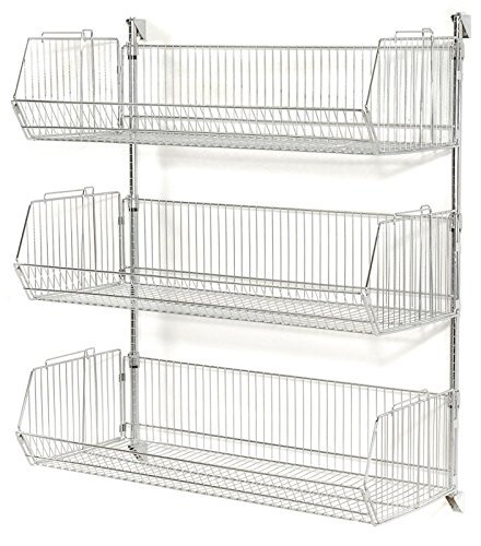 Chrome Basket Shelving Unit with 9 in. Adjustable Wire Baskets - 48 x 14 x 34 in.
